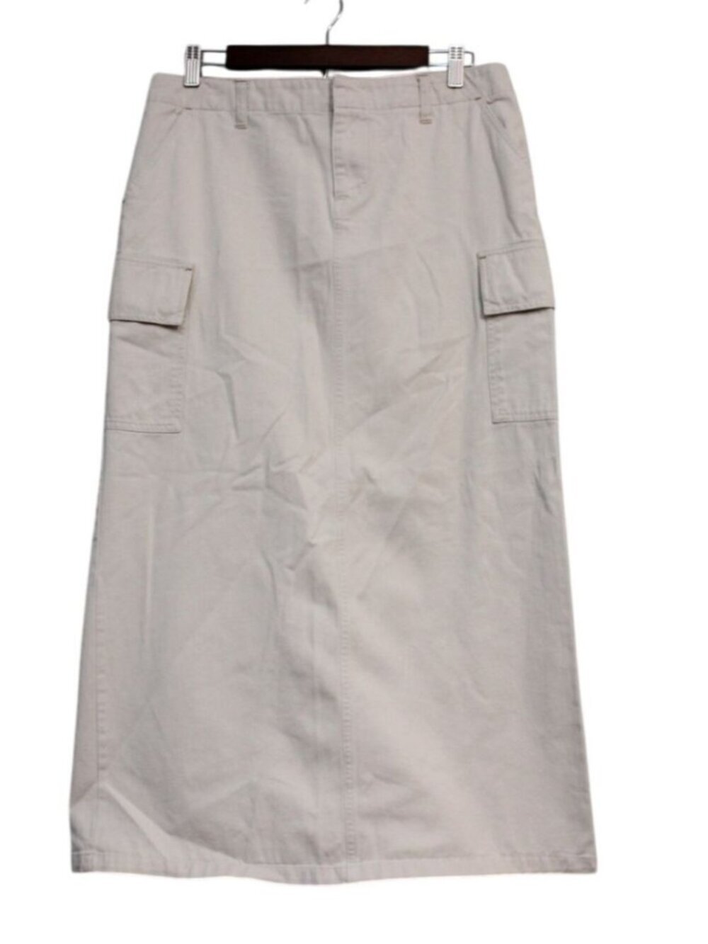 Vintage Y2K Old Navy Maxi Skirt Size 8 Beige Cargo Beach Coastal Boho Lagenlook